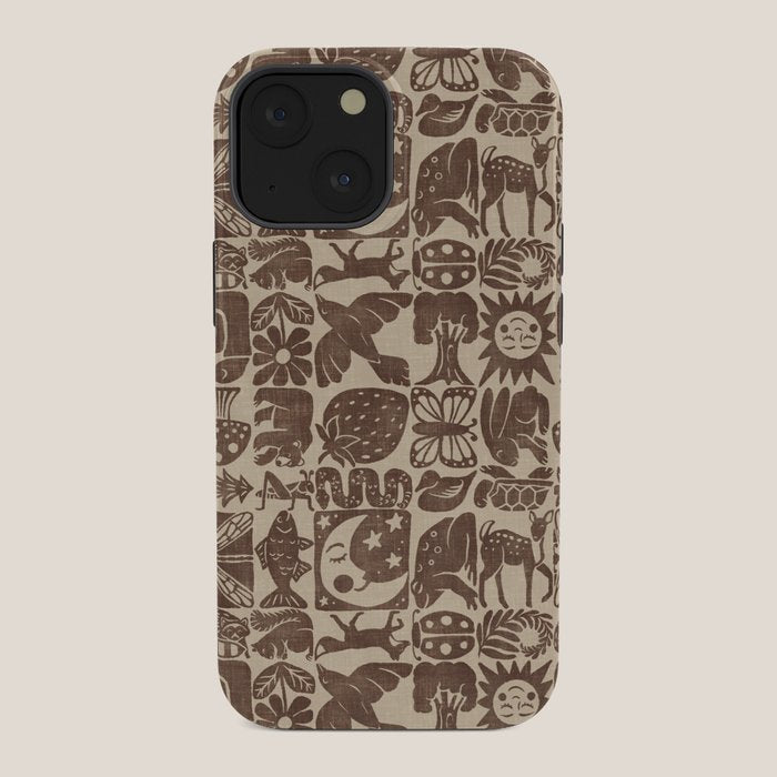 Nature Blocks - walnut brown iPhone Case