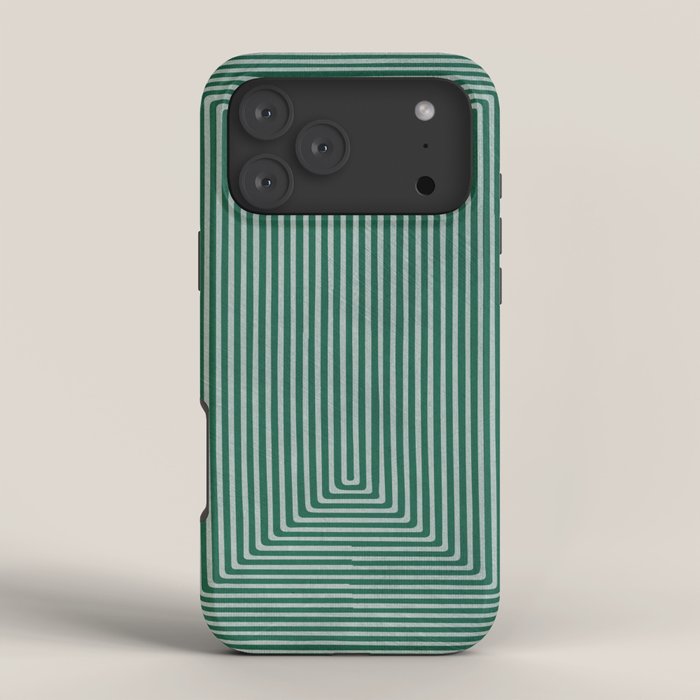 Green Black Abstract Geometric Design Artwork iPhone Case