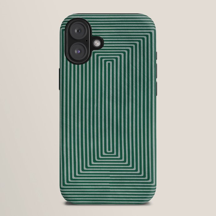 Green Black Abstract Geometric Design Artwork iPhone Case