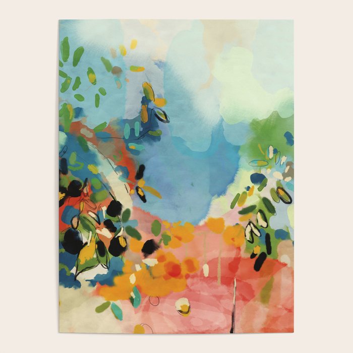 garden with sea view and olive tree Poster