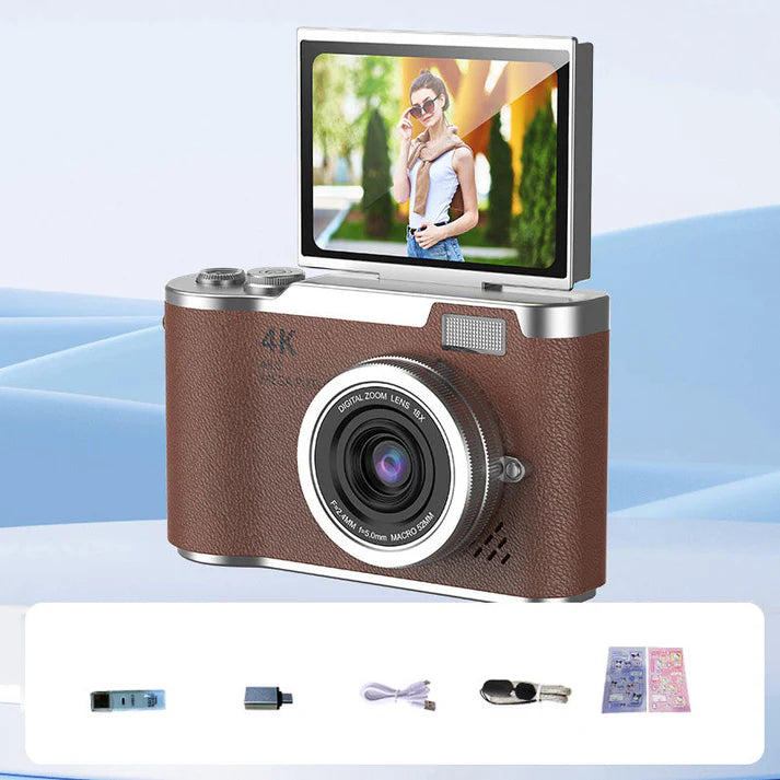 💎 60% off! 💎 4K HD digital camera with flip screen: 8x zoom, autofocus, and rotating screen for vlogs and selfies 📸🌈