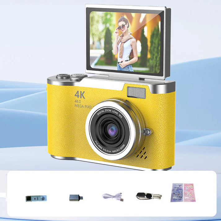 💎 60% off! 💎 4K HD digital camera with flip screen: 8x zoom, autofocus, and rotating screen for vlogs and selfies 📸🌈