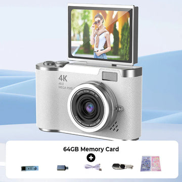 💎 60% off! 💎 4K HD digital camera with flip screen: 8x zoom, autofocus, and rotating screen for vlogs and selfies 📸🌈
