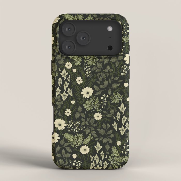Woodland Nouveau Pattern Forest Green iPhone Case
