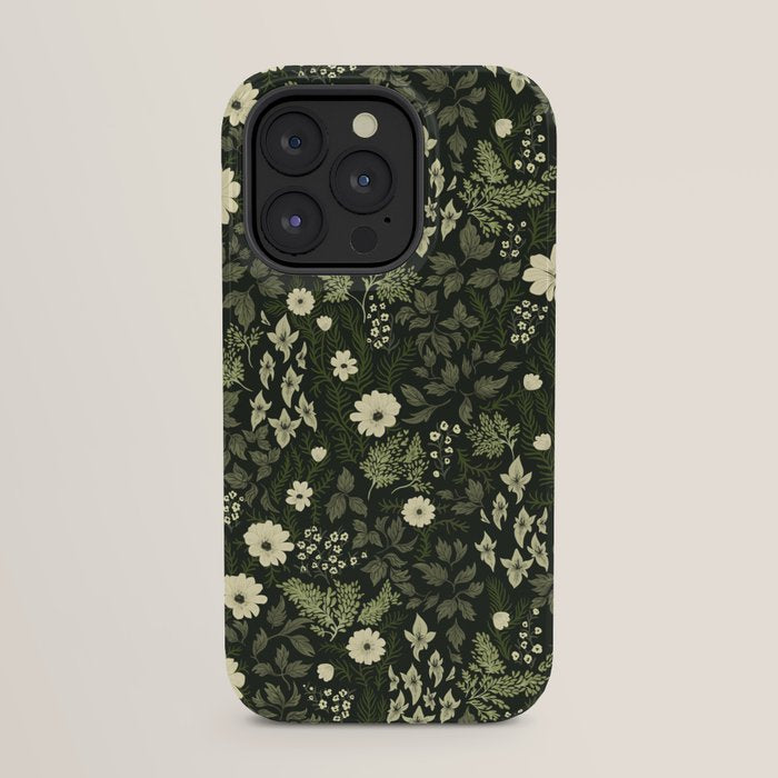 Woodland Nouveau Pattern Forest Green iPhone Case