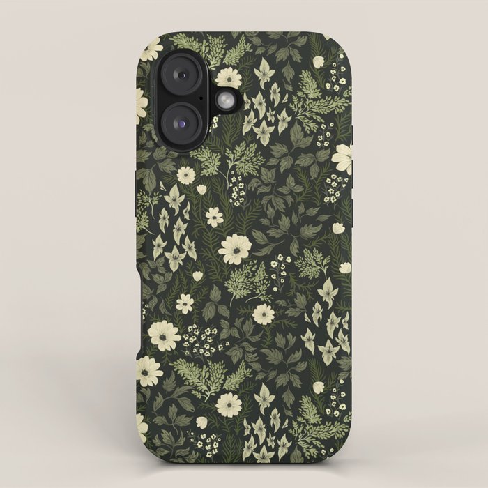 Woodland Nouveau Pattern Forest Green iPhone Case
