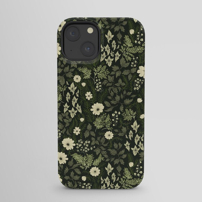 Woodland Nouveau Pattern Forest Green iPhone Case