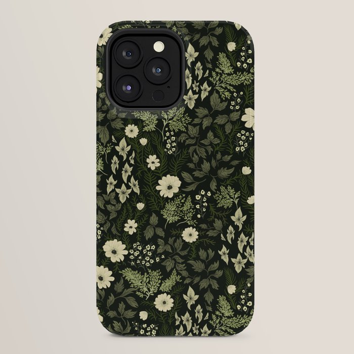 Woodland Nouveau Pattern Forest Green iPhone Case