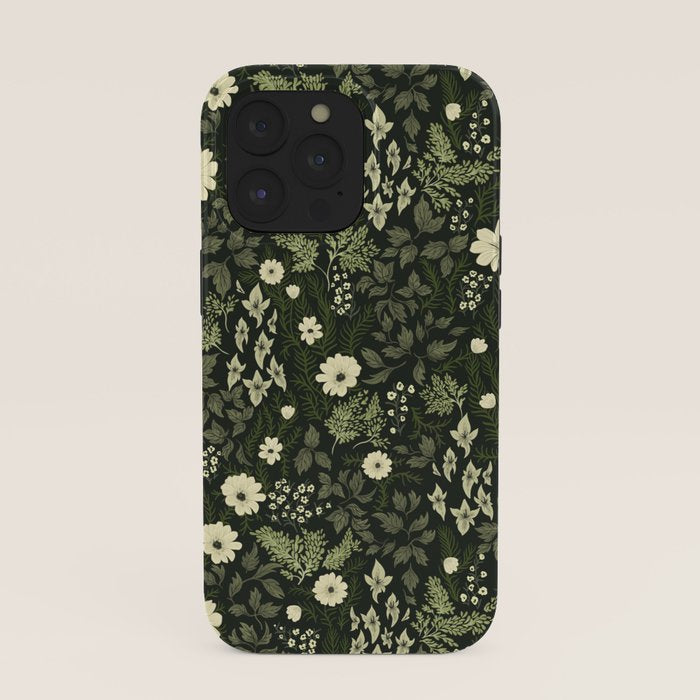 Woodland Nouveau Pattern Forest Green iPhone Case