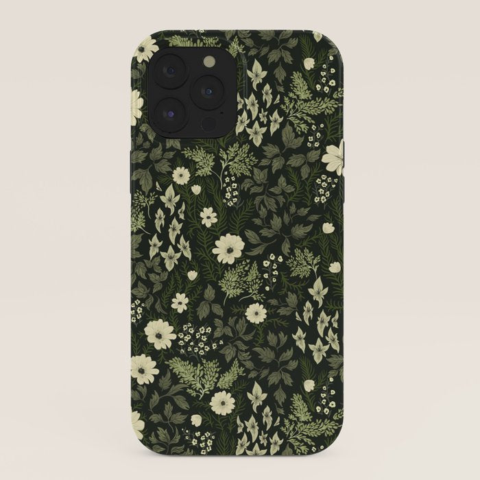 Woodland Nouveau Pattern Forest Green iPhone Case