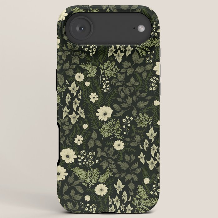 Woodland Nouveau Pattern Forest Green iPhone Case