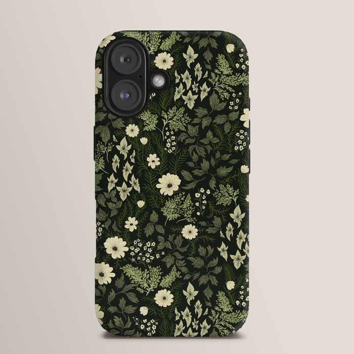 Woodland Nouveau Pattern Forest Green iPhone Case