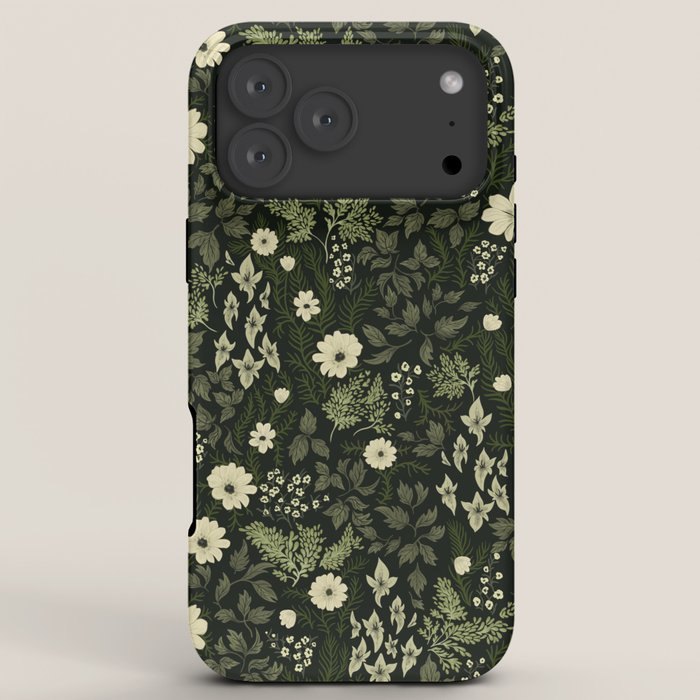 Woodland Nouveau Pattern Forest Green iPhone Case