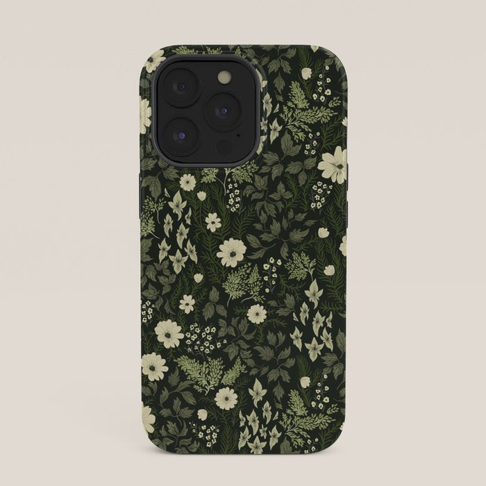 Woodland Nouveau Pattern Forest Green iPhone Case