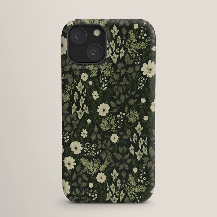 Woodland Nouveau Pattern Forest Green iPhone Case