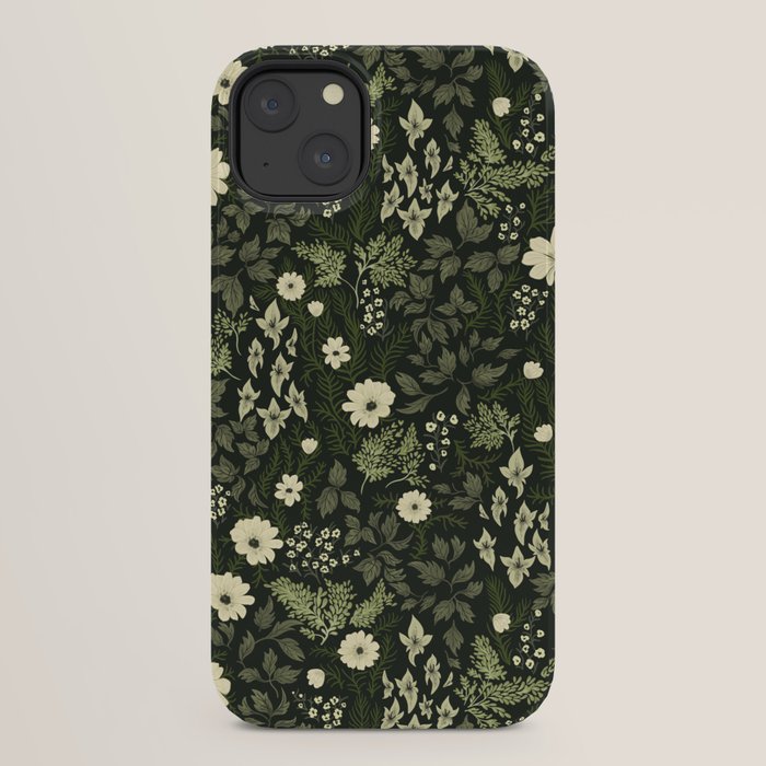 Woodland Nouveau Pattern Forest Green iPhone Case