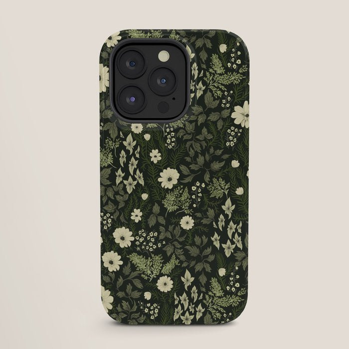 Woodland Nouveau Pattern Forest Green iPhone Case