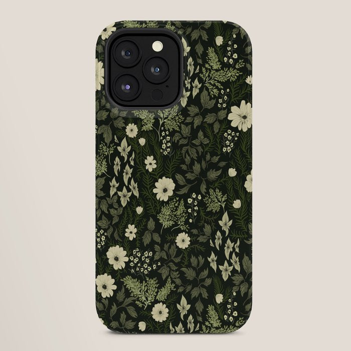 Woodland Nouveau Pattern Forest Green iPhone Case