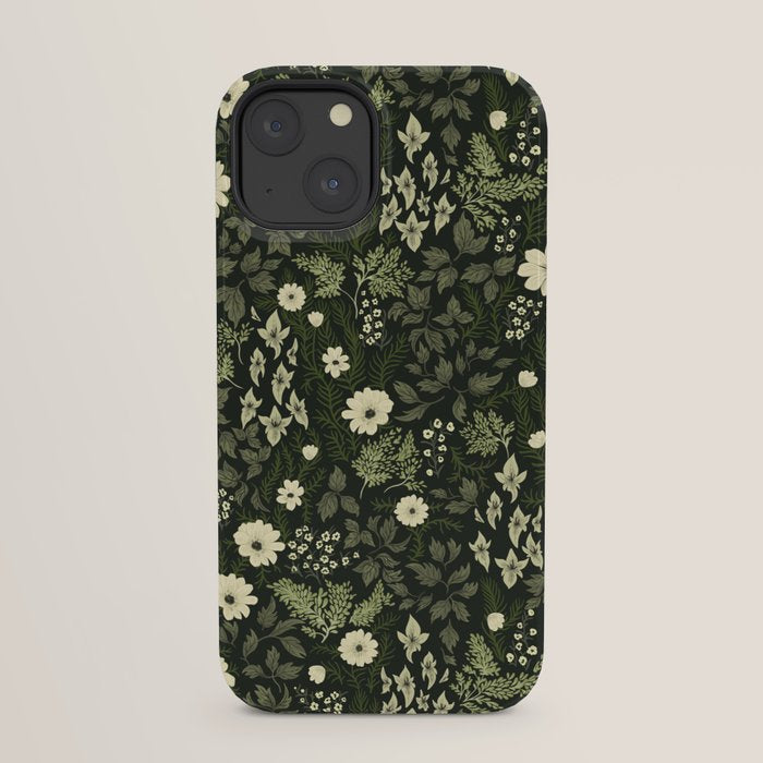 Woodland Nouveau Pattern Forest Green iPhone Case