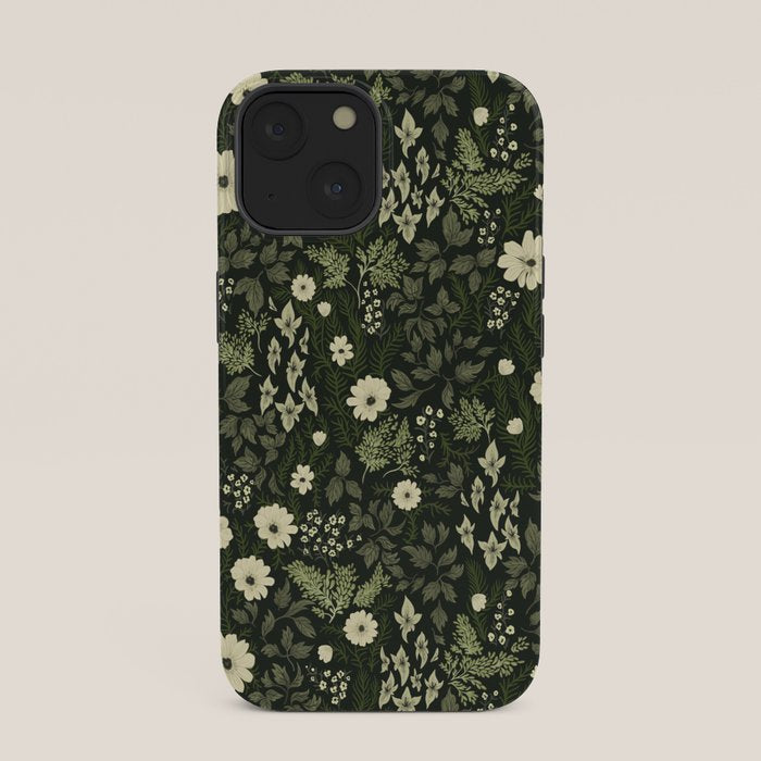 Woodland Nouveau Pattern Forest Green iPhone Case