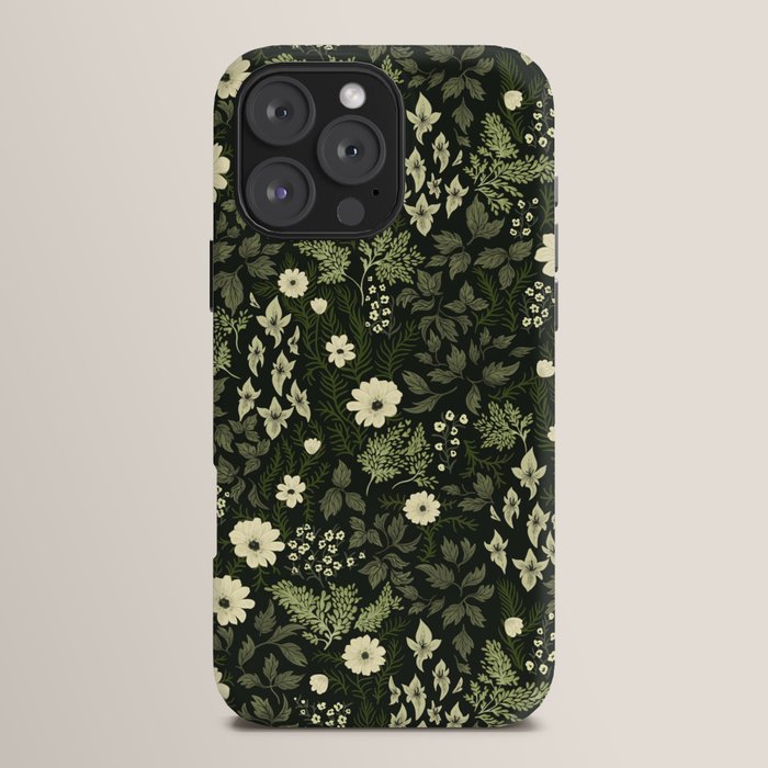 Woodland Nouveau Pattern Forest Green iPhone Case