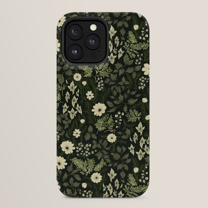 Woodland Nouveau Pattern Forest Green iPhone Case