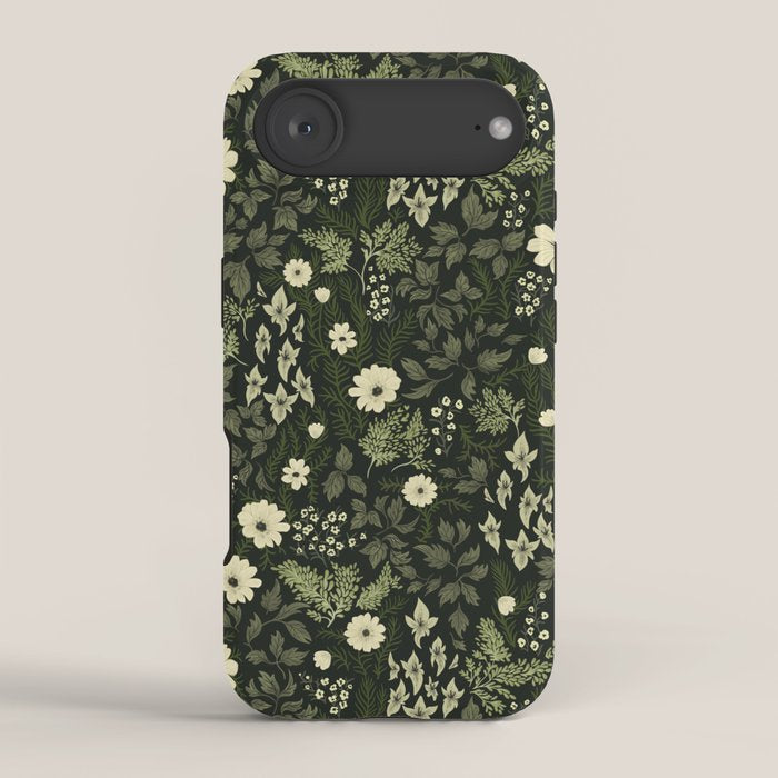 Woodland Nouveau Pattern Forest Green iPhone Case