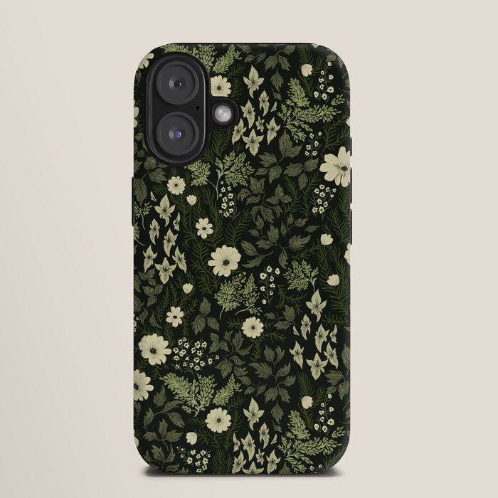 Woodland Nouveau Pattern Forest Green iPhone Case