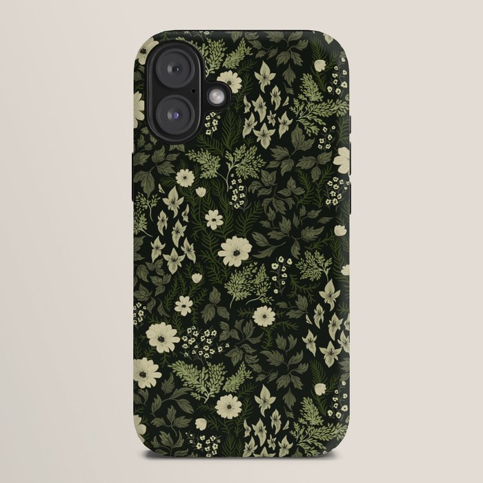 Woodland Nouveau Pattern Forest Green iPhone Case