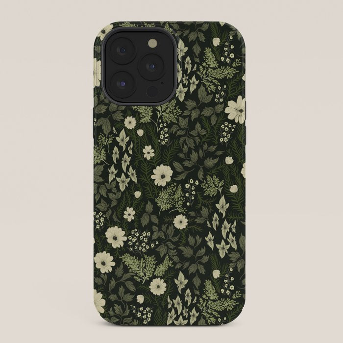 Woodland Nouveau Pattern Forest Green iPhone Case