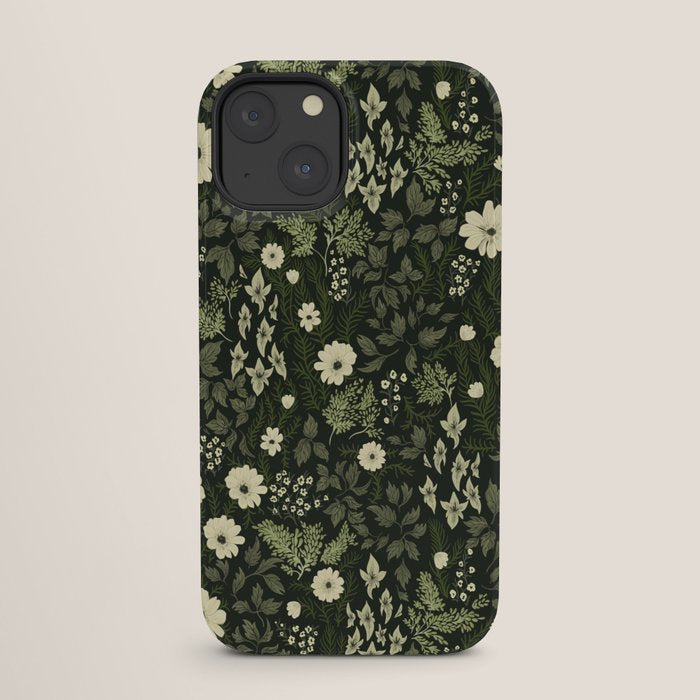 Woodland Nouveau Pattern Forest Green iPhone Case