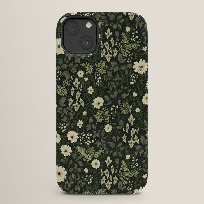 Woodland Nouveau Pattern Forest Green iPhone Case
