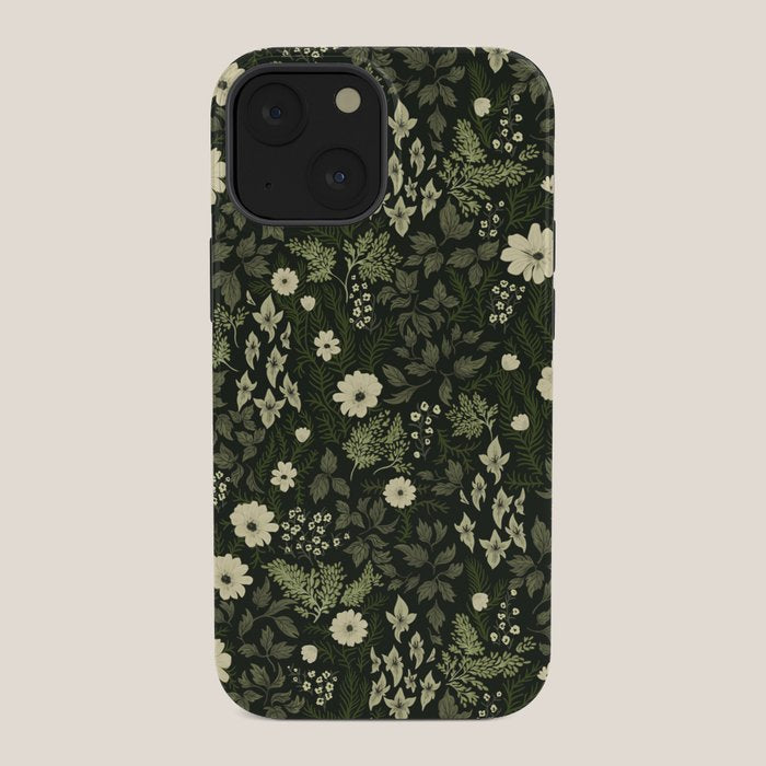 Woodland Nouveau Pattern Forest Green iPhone Case