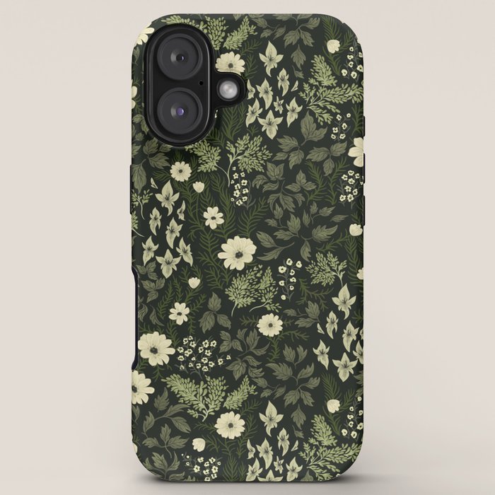 Woodland Nouveau Pattern Forest Green iPhone Case