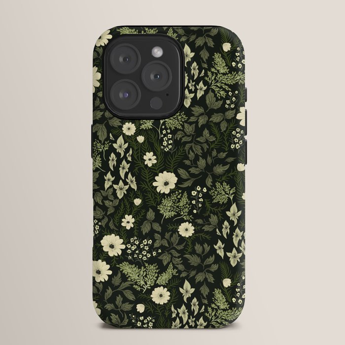Woodland Nouveau Pattern Forest Green iPhone Case