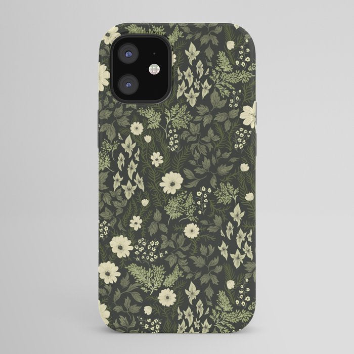 Woodland Nouveau Pattern Forest Green iPhone Case