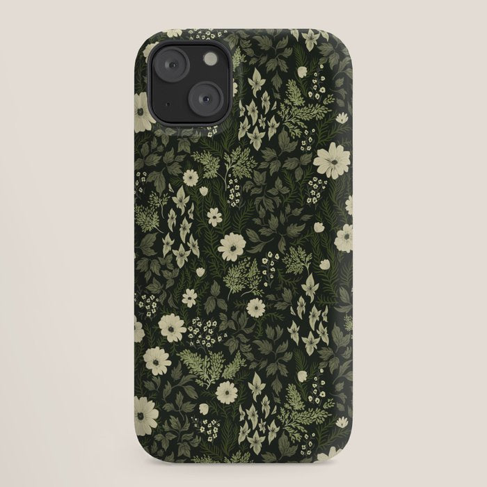 Woodland Nouveau Pattern Forest Green iPhone Case