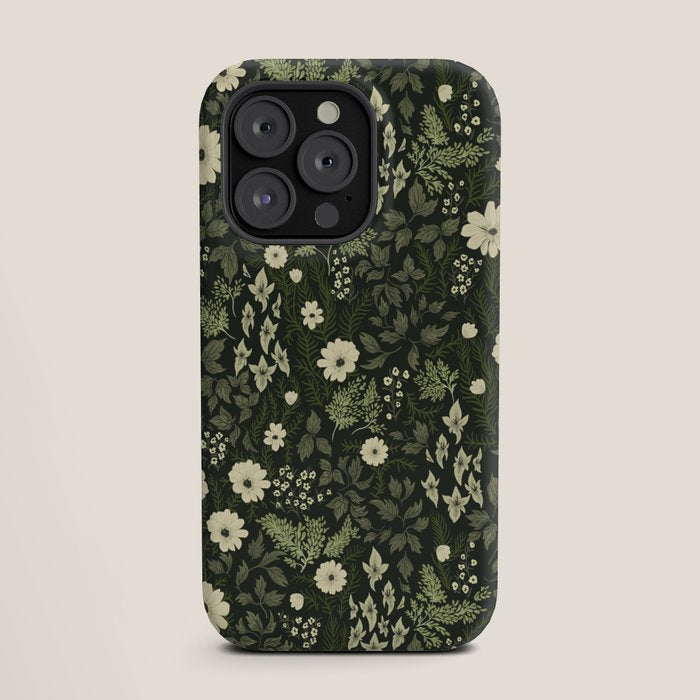 Woodland Nouveau Pattern Forest Green iPhone Case