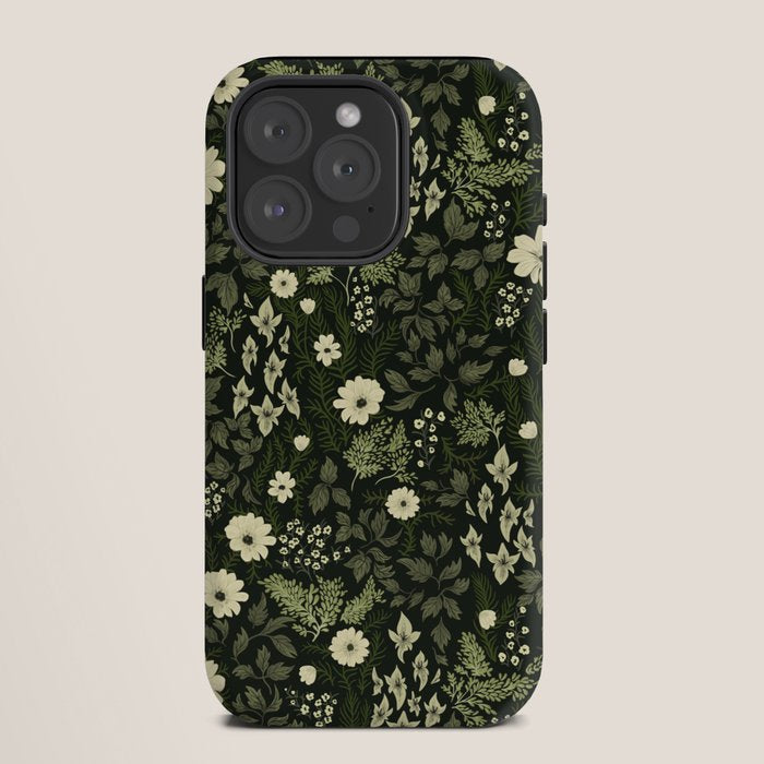 Woodland Nouveau Pattern Forest Green iPhone Case