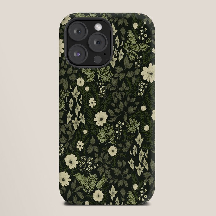 Woodland Nouveau Pattern Forest Green iPhone Case