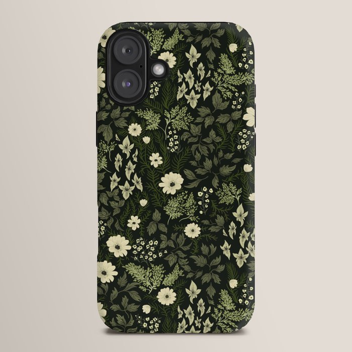 Woodland Nouveau Pattern Forest Green iPhone Case