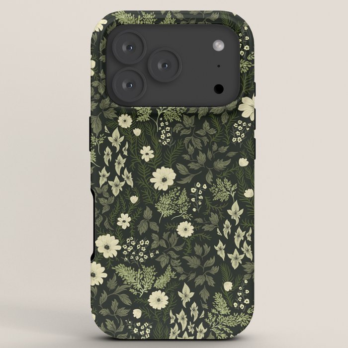 Woodland Nouveau Pattern Forest Green iPhone Case