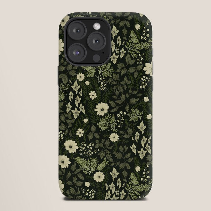 Woodland Nouveau Pattern Forest Green iPhone Case