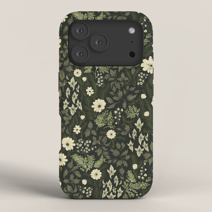Woodland Nouveau Pattern Forest Green iPhone Case