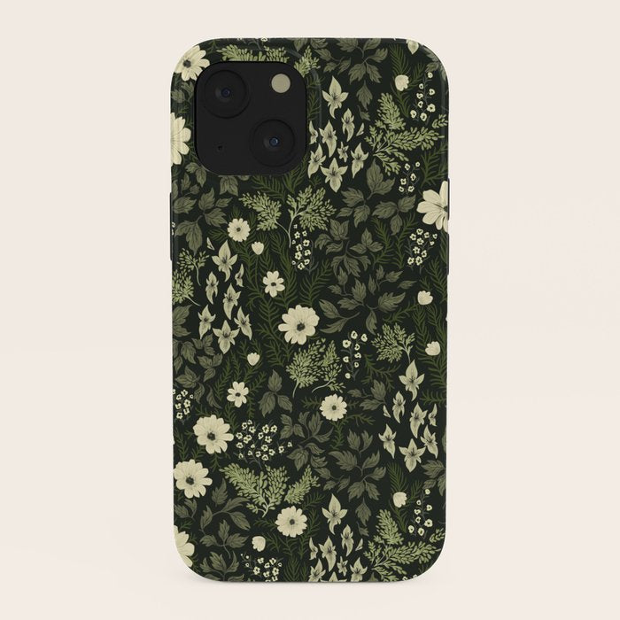 Woodland Nouveau Pattern Forest Green iPhone Case