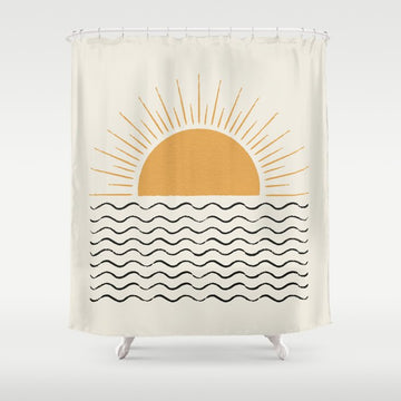 Sunrise Ocean -  Mid Century Modern Style Shower Curtain