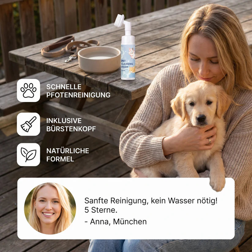 Waterless & Gentle Paw Cleaning Foam with Brush for Dogs