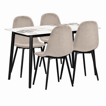 At Performance See all products Kitchen / Dining Room Table Set with 4 Chairs, Gray Sintered Stone Top and Velvet, 120x70 cm