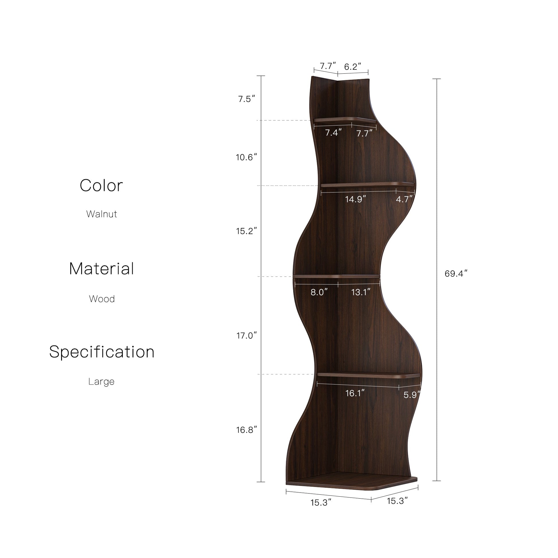 YOWOS Flamenco Wave Display Shelf 69.4″H
