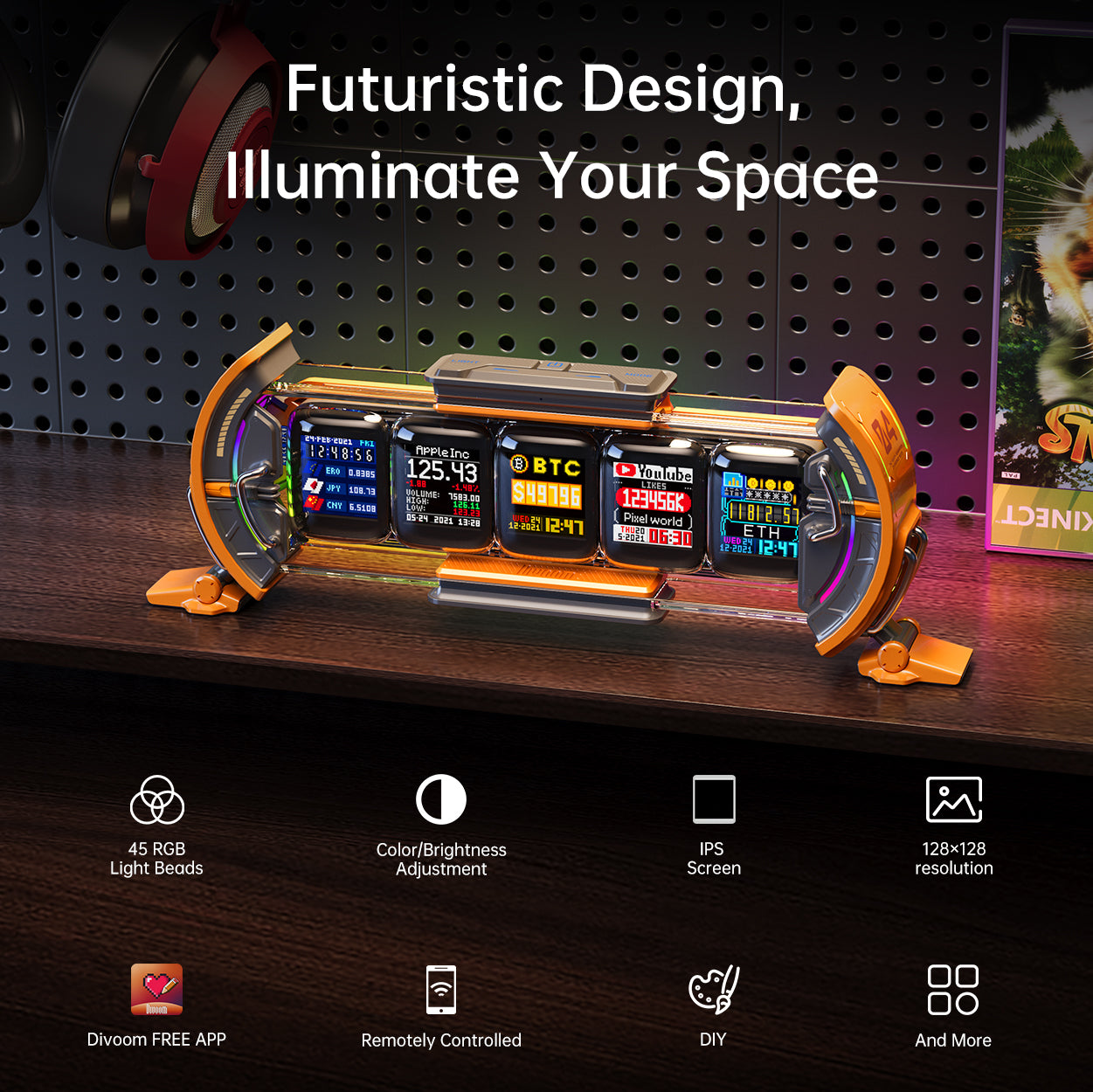 Divoom Times Gate Pixel Art Info Display with 5 Smart LCD Screens